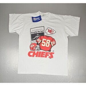 Vintage Kansas City Chiefs T-Shirt Mens Lrg Front Pages 1995‎ Derrick Thomas NWT
